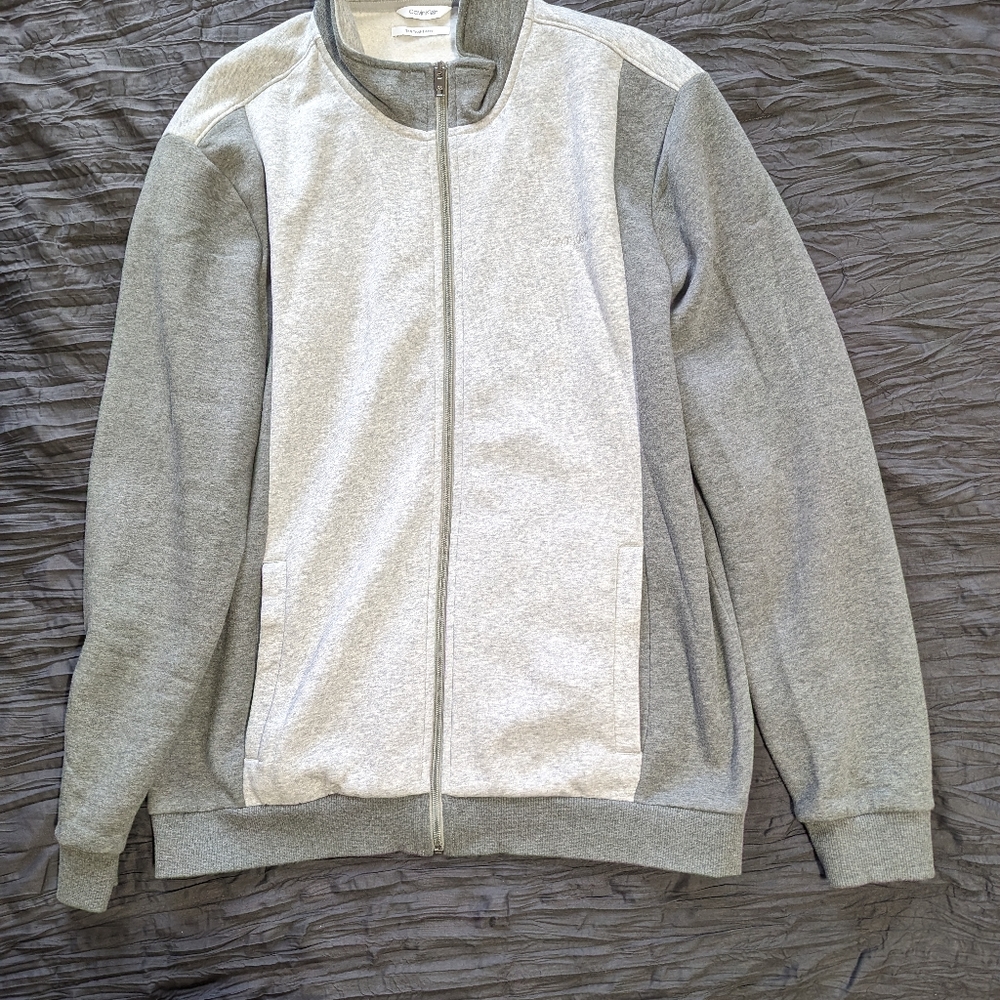 Zip up Calvin Klein sweatshirt, XL, two tone grey, gently worn